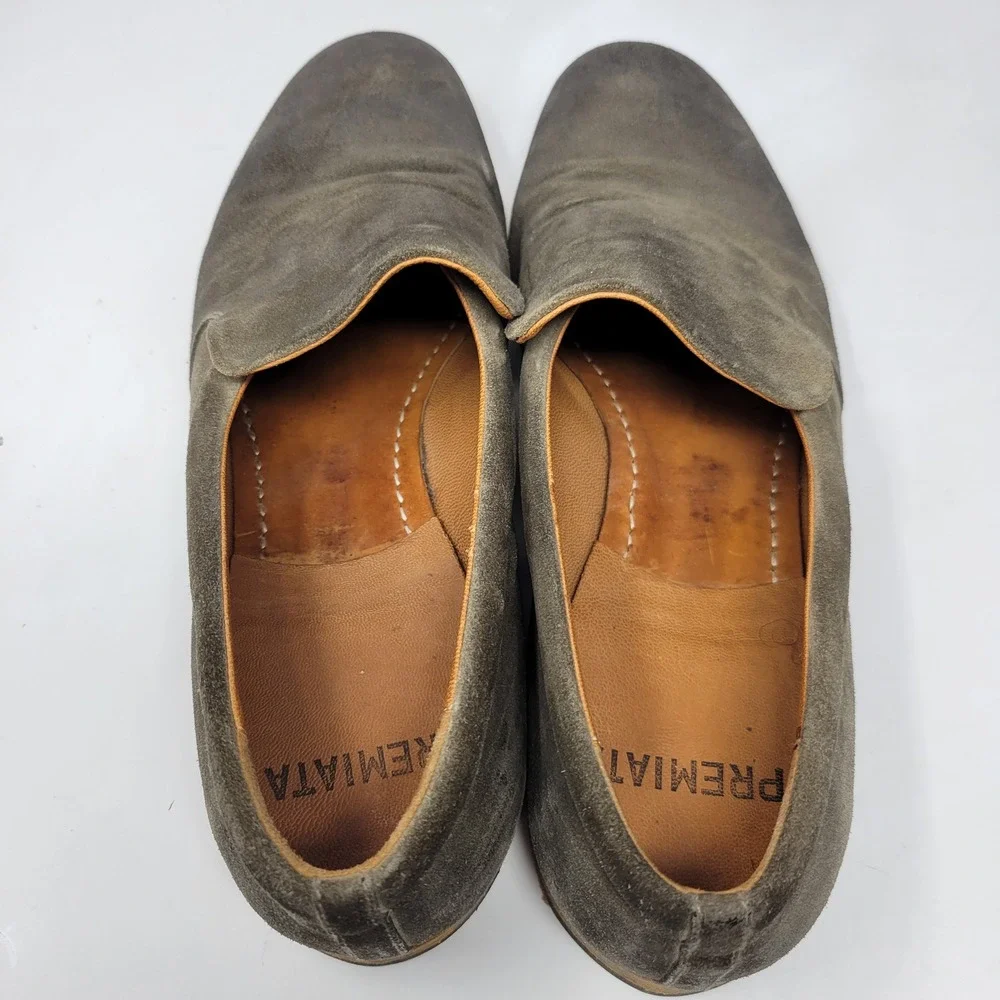 Premiata Mens Olive Green Suede Slip On Loafers Made in Italy Size 9 Round Toe‎